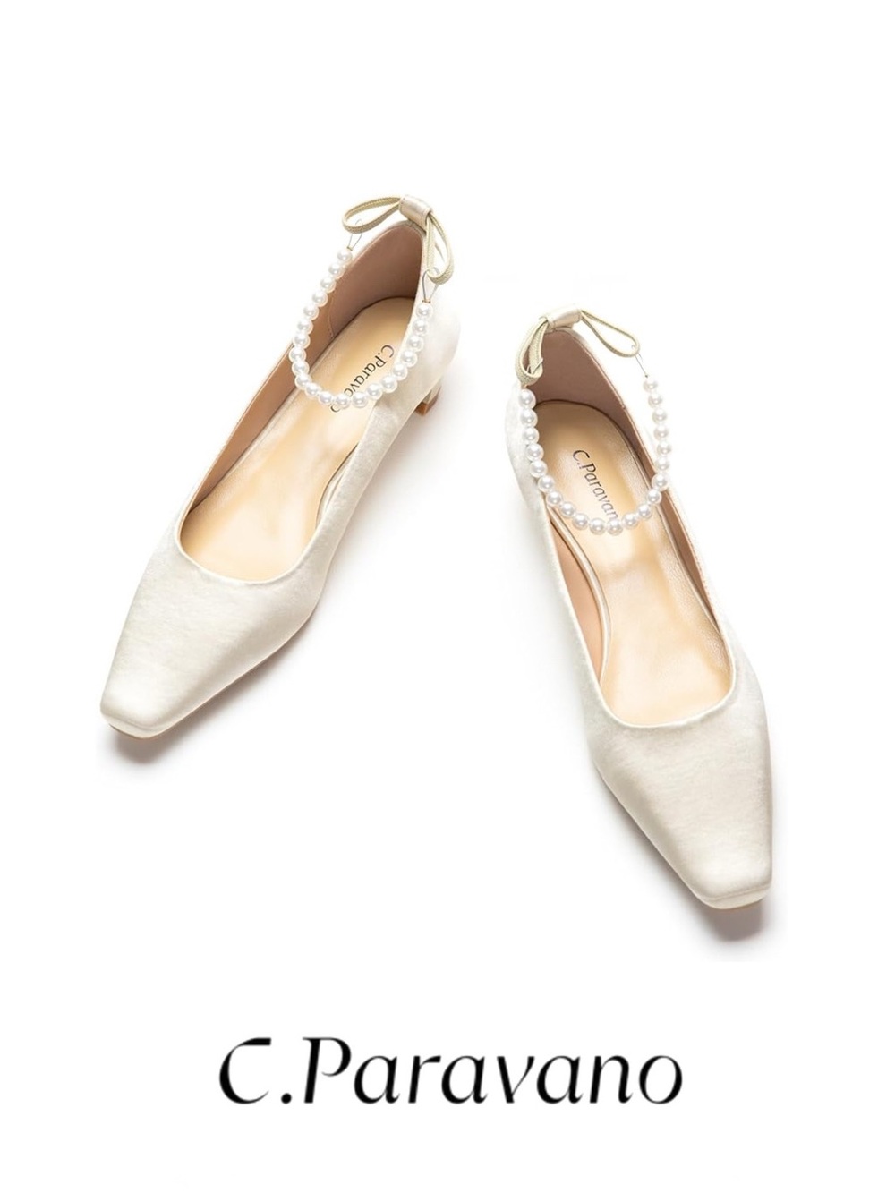 Lucia Pearl Ankle Chain Low Heels